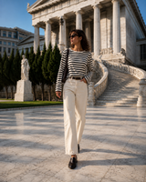 Μπλούζα Basic Oversized Ριγέ Εκρού Μαύρο