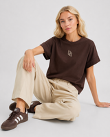T-shirt Boxy Fit Καφέ