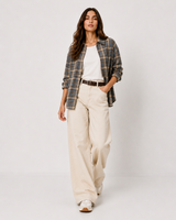 Τζιν Παντελόνι Wide Leg Μπεζ