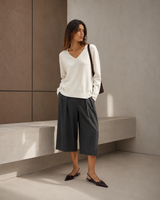 Πουλόβερ Basic V-Neck Εκρού
