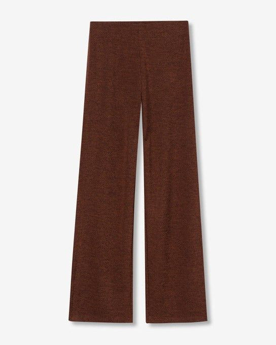 γυναικεία TIFFOSI καφέ παντελόνι ψηλόμεσο wide leg ιδιαίτερη υφή flat όψη
