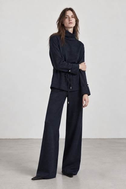 Παντελόνι Ψηλόμεσο Wide Leg Μπλε