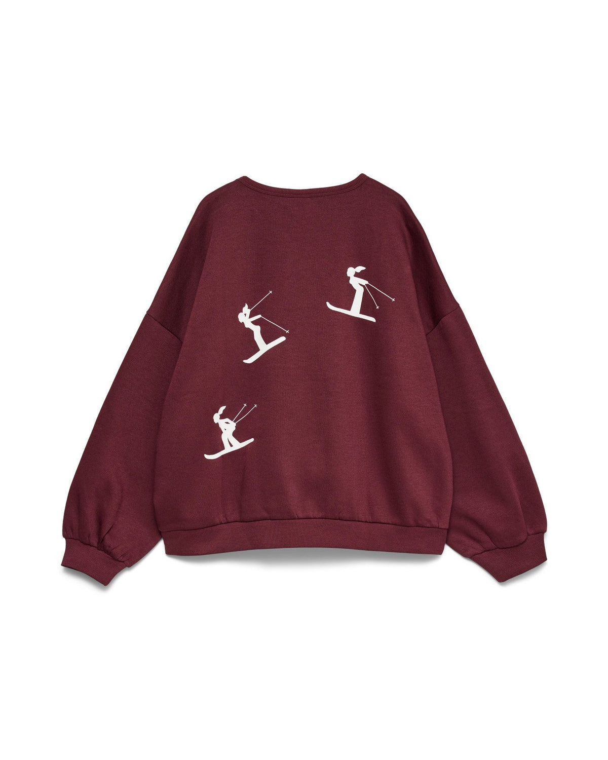 γυναικείο VERO MODA μπορντό oversized φούτερ φιγούρες σκιέρ flat πίσω όψη

