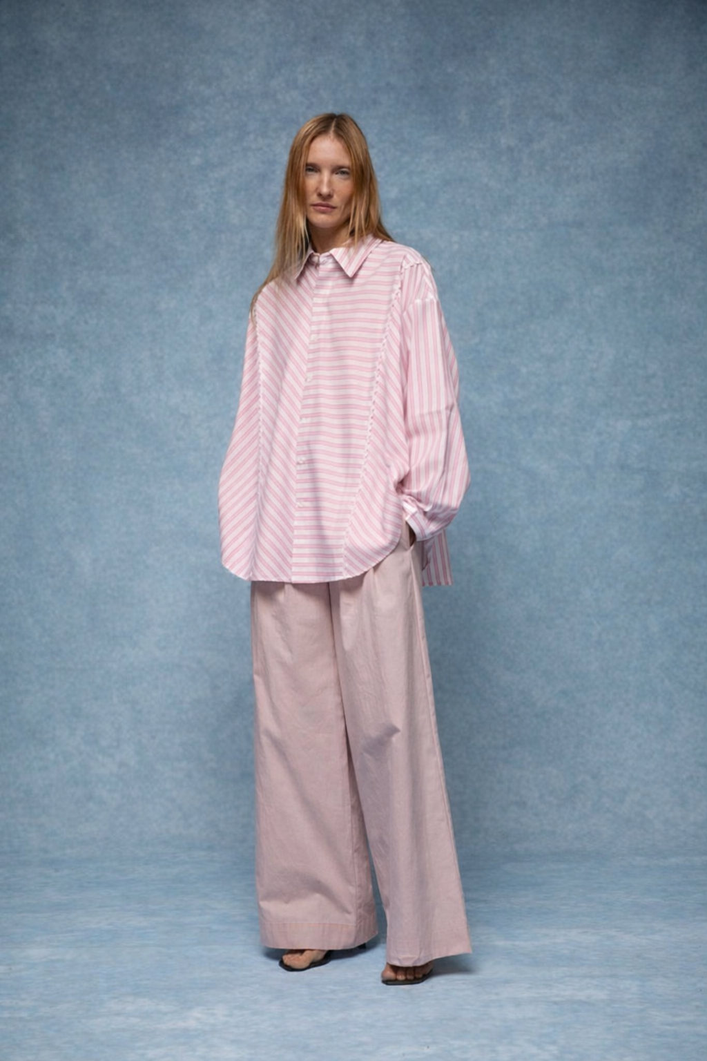 Πουκάμισο Oversized Ροζ Ριγέ