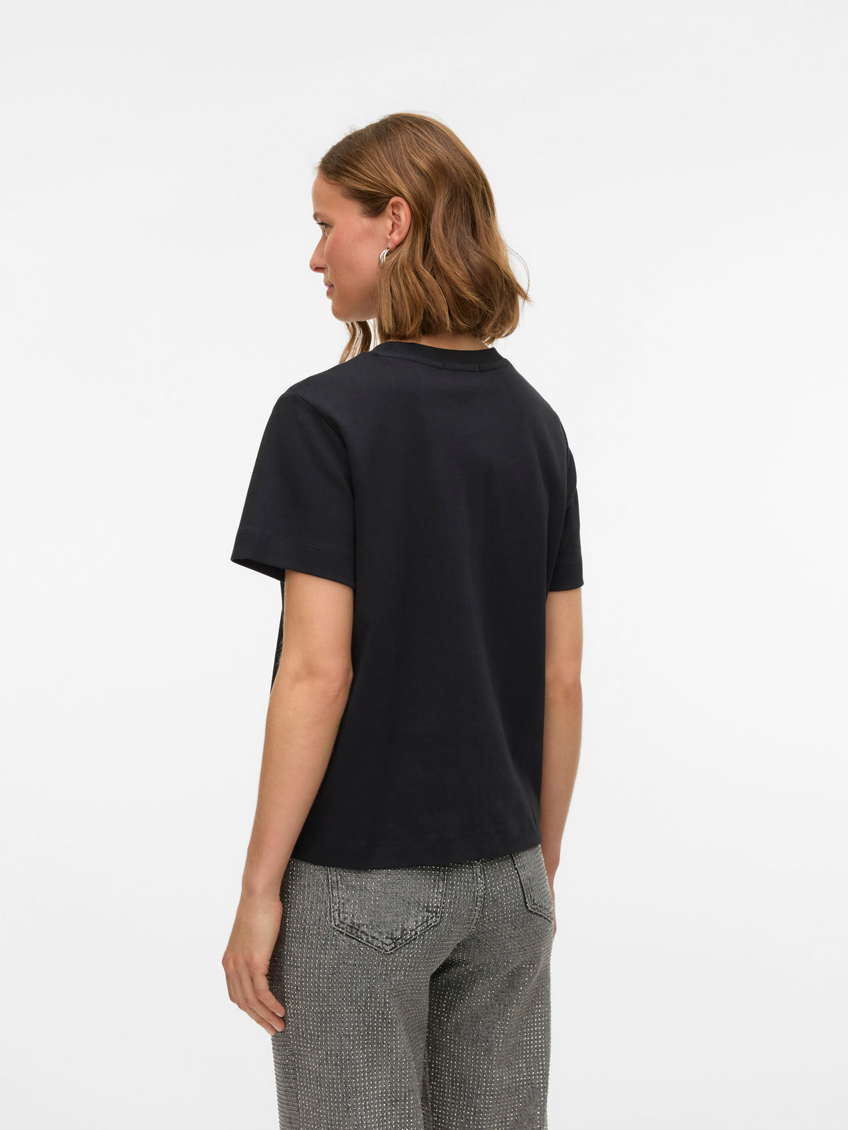 Vero Moda Γυναικείο Μαύρο Basic T-shirt από 100% Οργανικό Βαμβάκι πίσω όψη