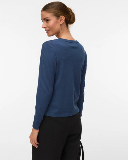 VERO MODA γυναικείο μπλε πουλόβερ μακρυμάνικο λεπτό — πίσω όψη