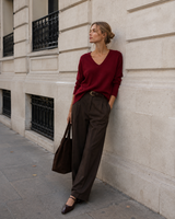 Πουλόβερ Basic V-Neck Μπορντό