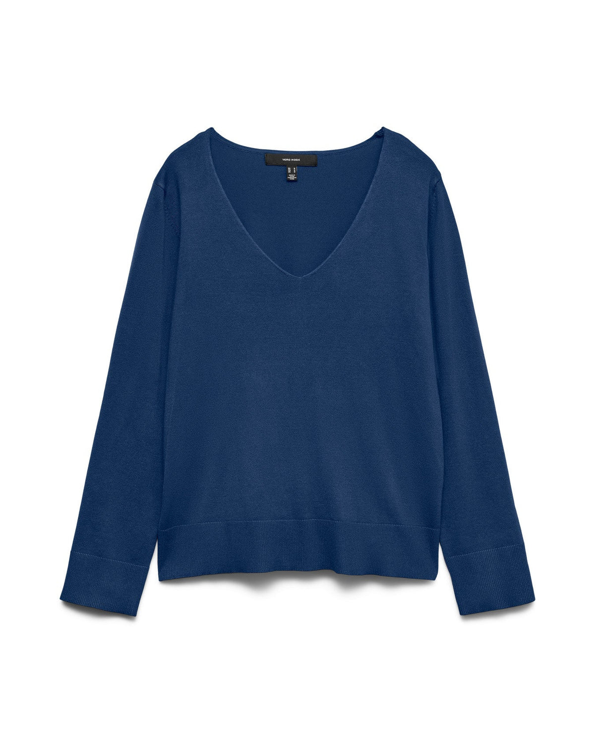 Πλεκτό πουλόβερ Vero Moda V-neck navy, flat lay λευκό φόντο
